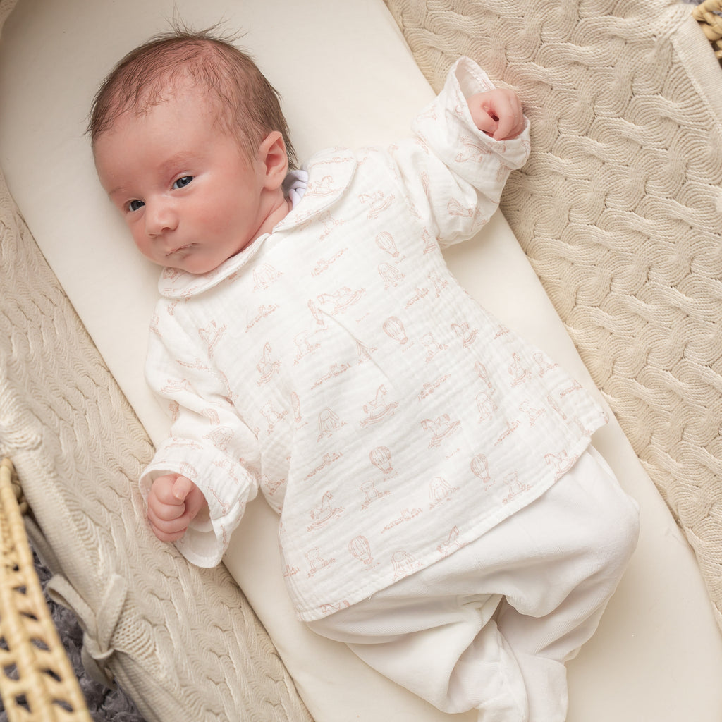 Ivory & Pink Toys Layered Sleepsuit