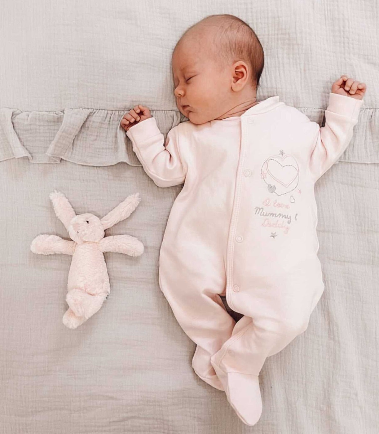 I Love My Mummy Daddy Pink Cotton Sleepsuit Millie Ralph